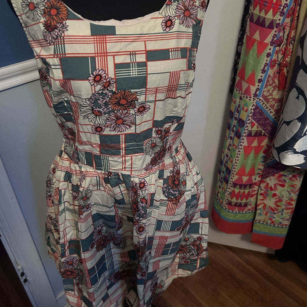 Floral Plaid Sleeveless Dress